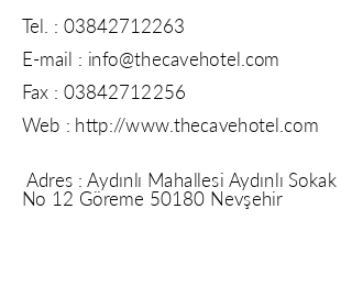 Aydnl Cave Hotel iletiim bilgileri